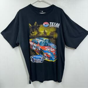 Texas Motor Speedway Tee Shirt Black Graphic Crew Neck Racing Wolf Size XL